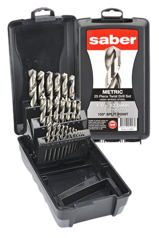 Saber Drill Set 1.0-13.0mm x 0.5mm Plastic Case